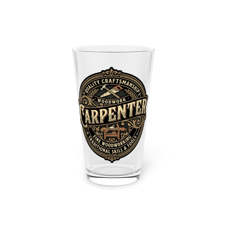 Carpenter Pint Glass — 16oz Vintage Woodworking Beer Glass - DCA0183