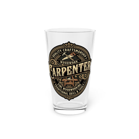 Carpenter Pint Glass — 16oz Vintage Woodworking Beer Glass - DCA0183