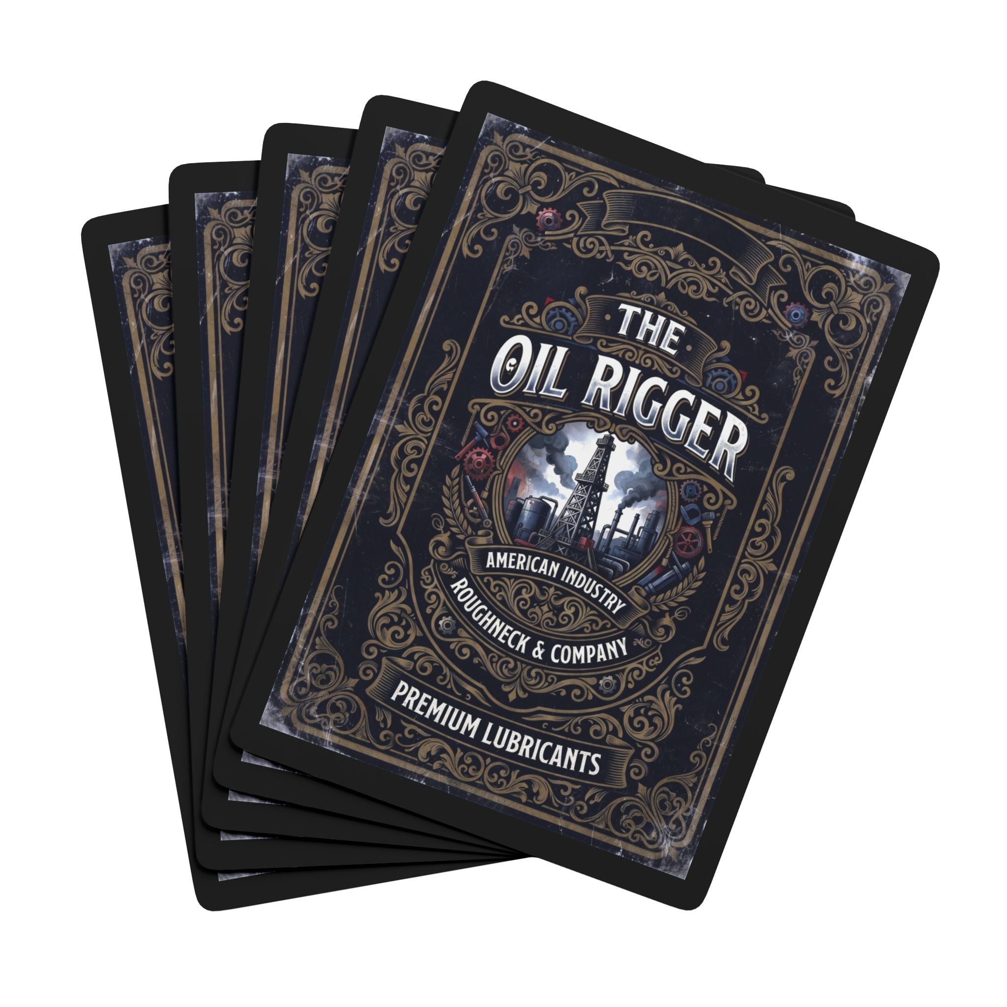 Oil Rigger Vintage Poker Deck — Retro Industrial Playing Cards - DCA0351
