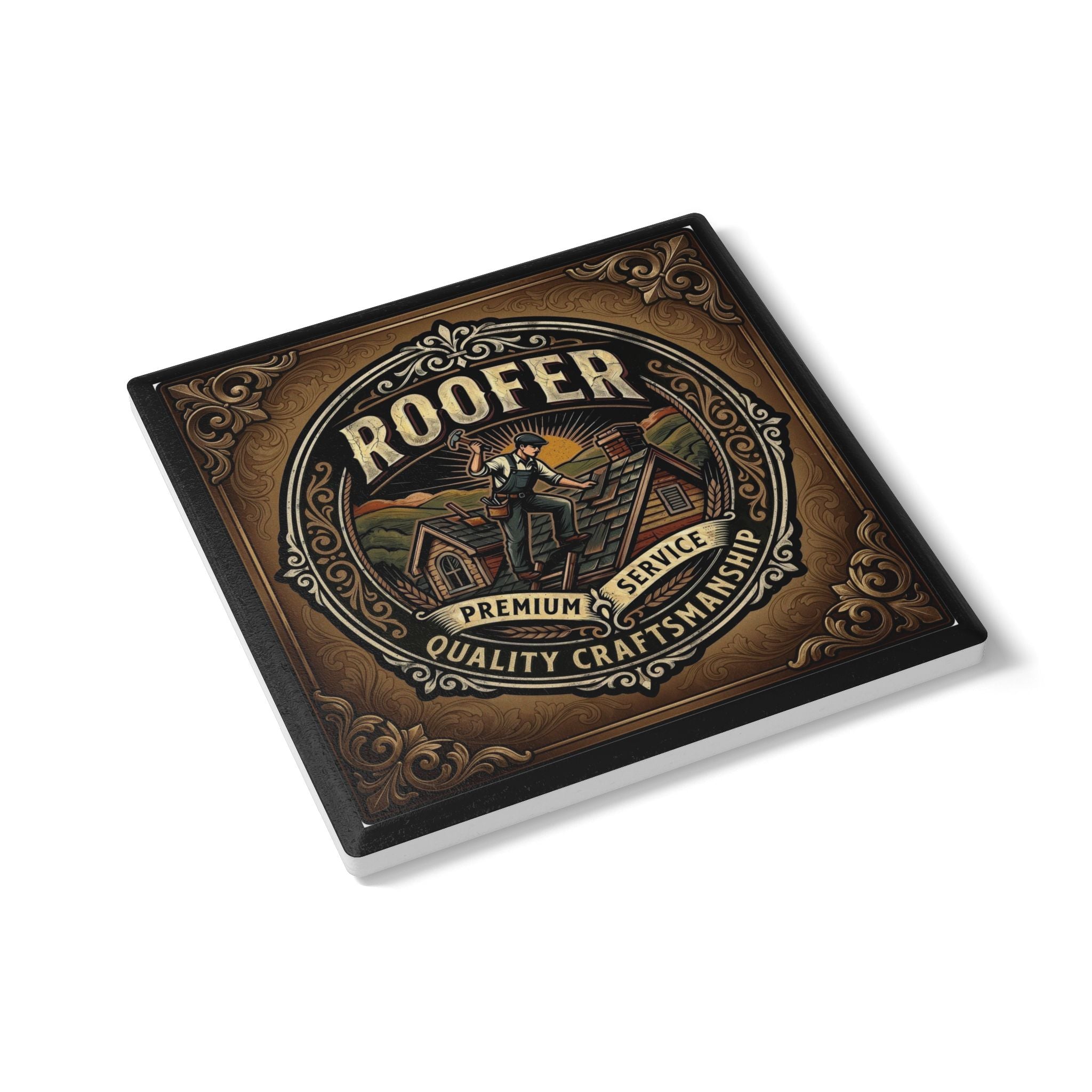 Roofer Coaster — Vintage Roofer Craftsman Ceramic Drink Coaster - Roofer - DCA0240