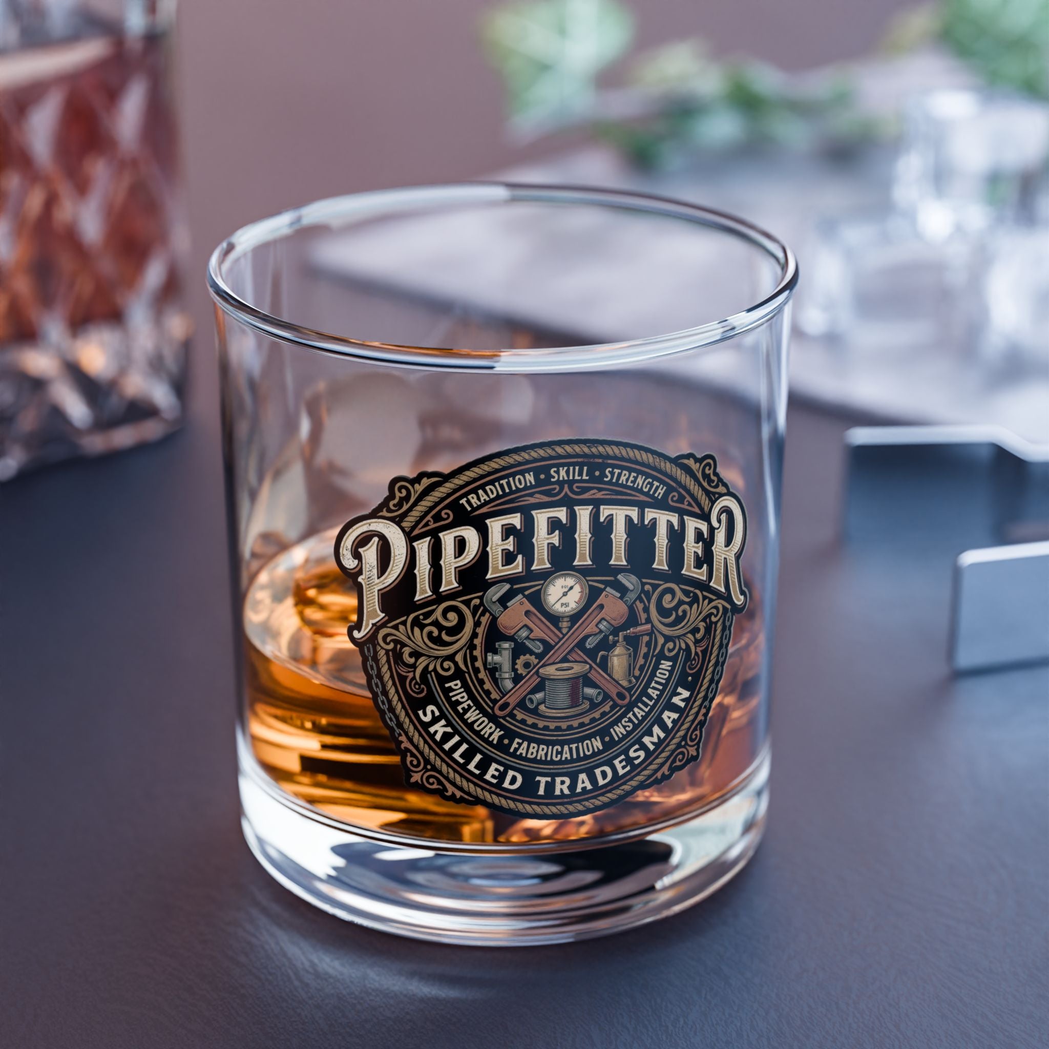Pipefitter Rocks Glass – 10 oz Skilled Tradesman Whiskey Glass - DCA206