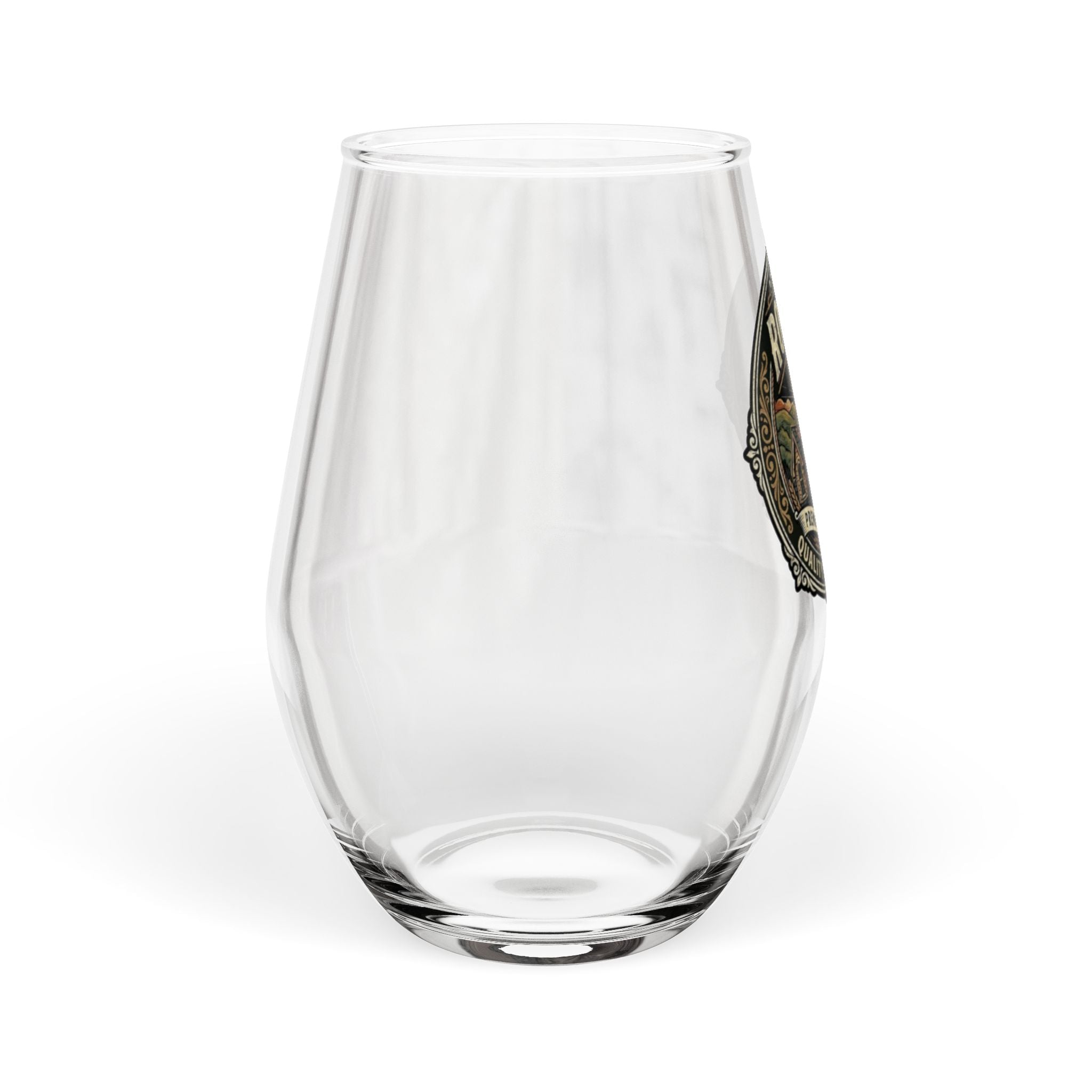 Roofer Stemless Wine Glass — Vintage Roofer Logo 11.75 oz - DCA0348