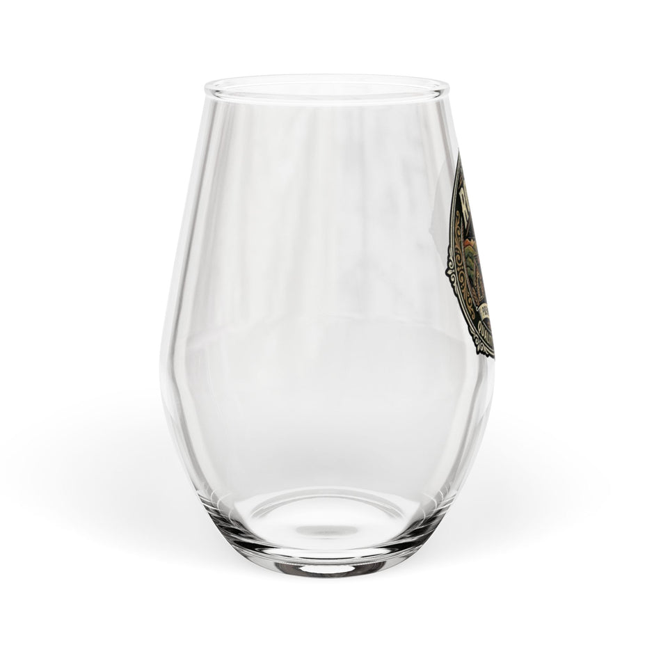Roofer Stemless Wine Glass — Vintage Roofer Logo 11.75 oz - DCA0348