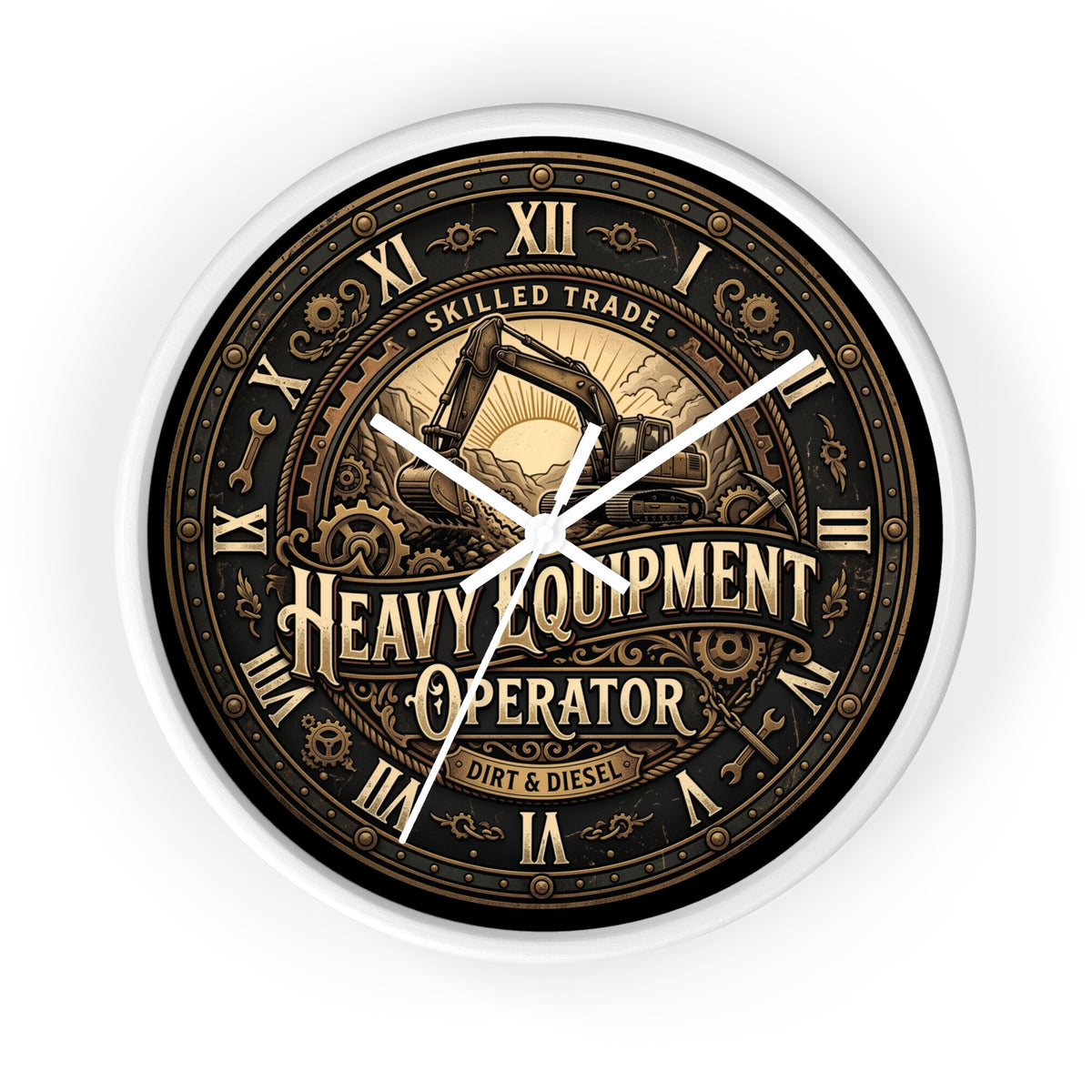 Heavy Equipment Operator Wall Clock — Vintage Excavator Garage & Workshop Decor - DCA0386