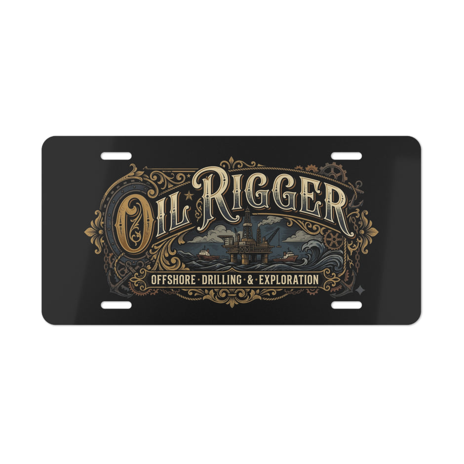 Oil Rigger Vanity Plate — Offshore Drilling & Exploration Metal License Tag - DCA324