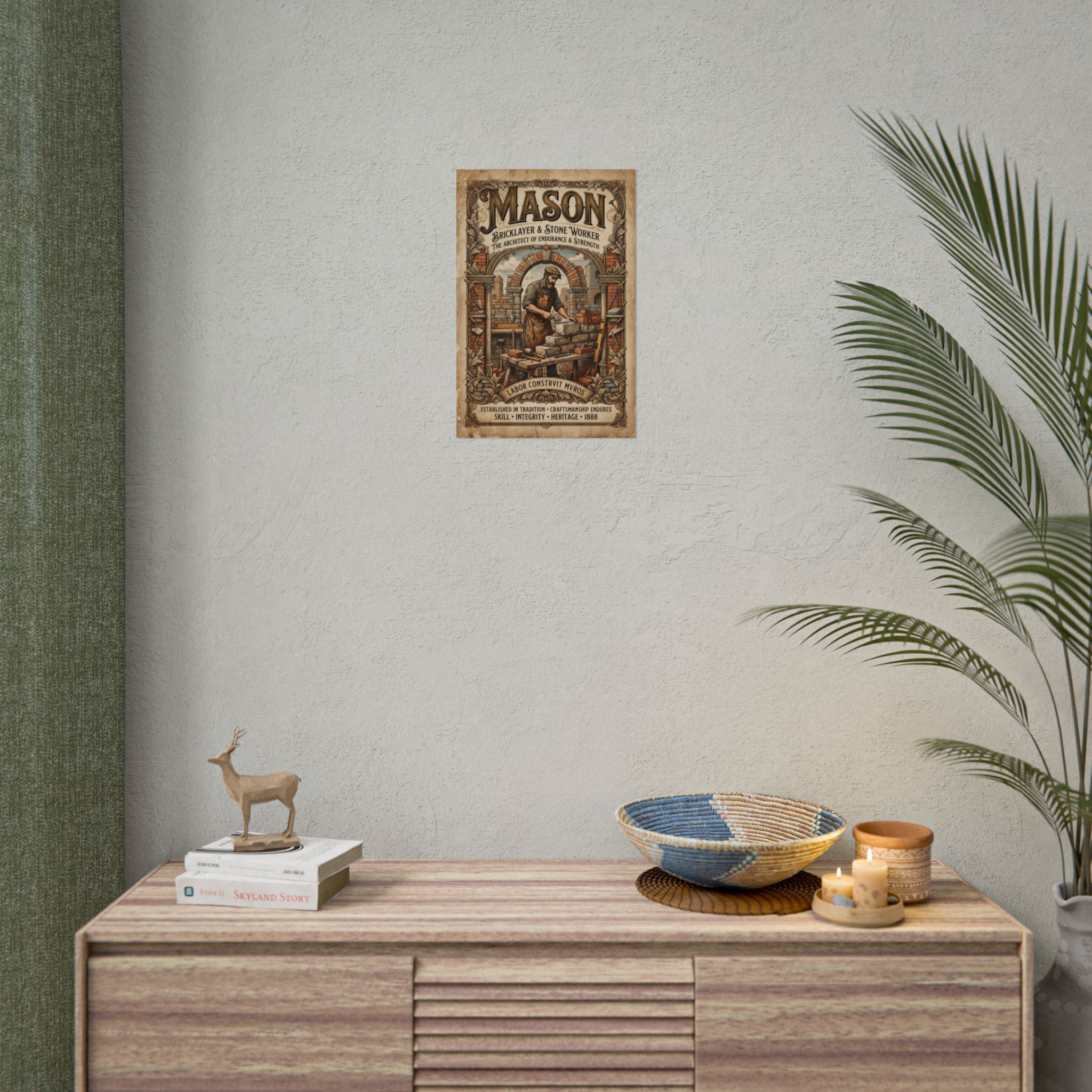 Mason Bricklayer Rolled Poster — Vintage Stoneworker Print - DCA0373