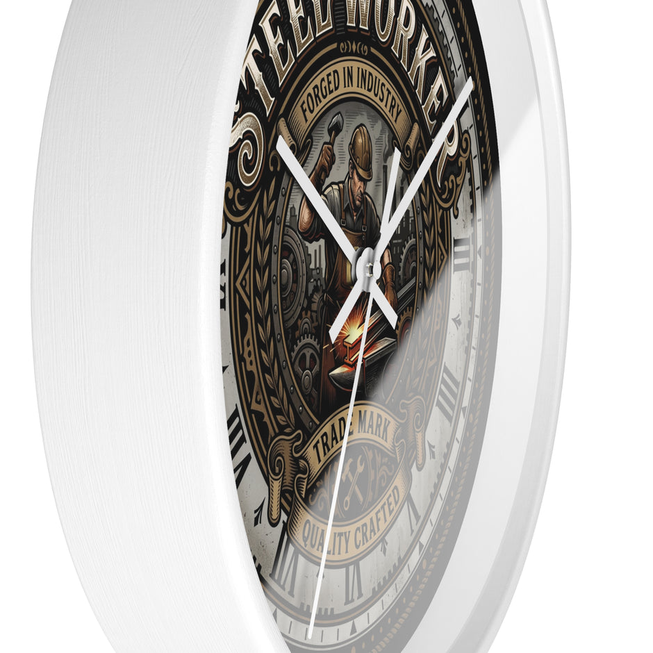 Steel Worker Wall Clock — Vintage Industrial Forge Clock - DCA0400