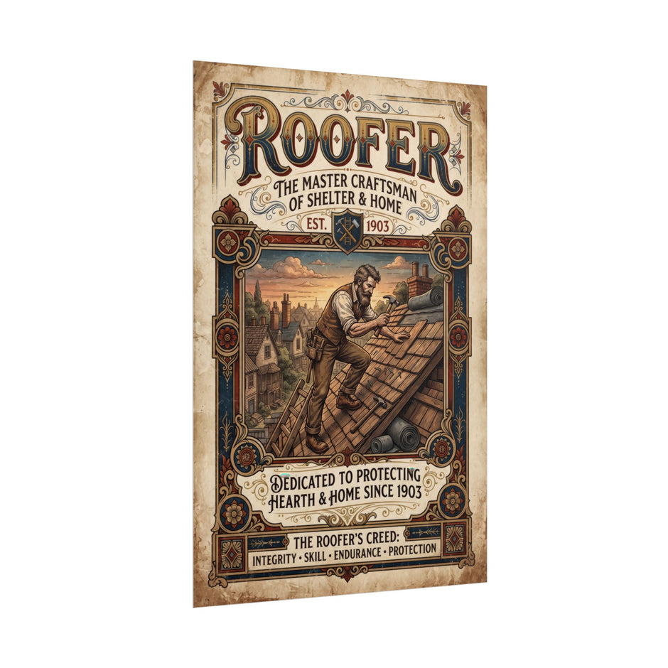 Roofer Vintage Poster — 'Roofer: The Master Craftsman' Rolled Wall Art - DCA0380