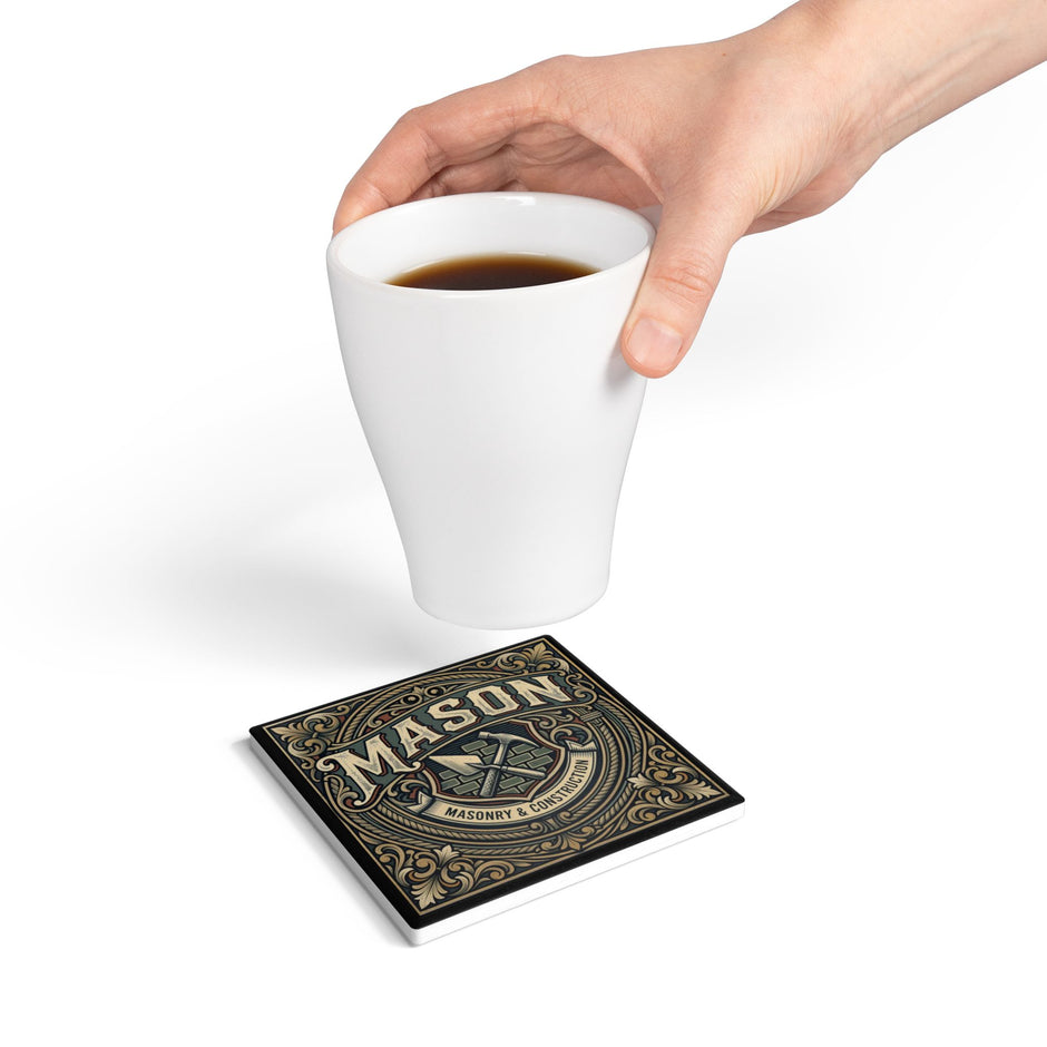 Mason & Construction Ceramic Coaster — Vintage Tradesman Gift - DCA0233