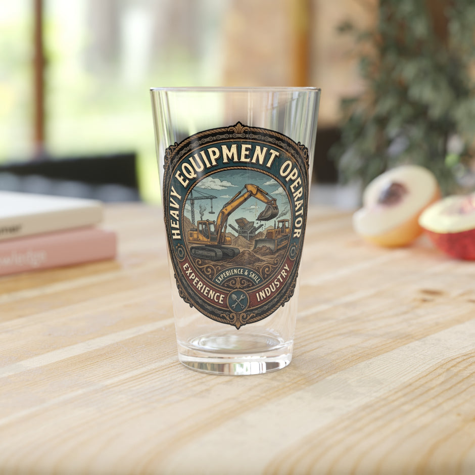 Heavy Equipment Operator Pint Glass – 16oz Construction Excavator Beer Glass - DCA0262