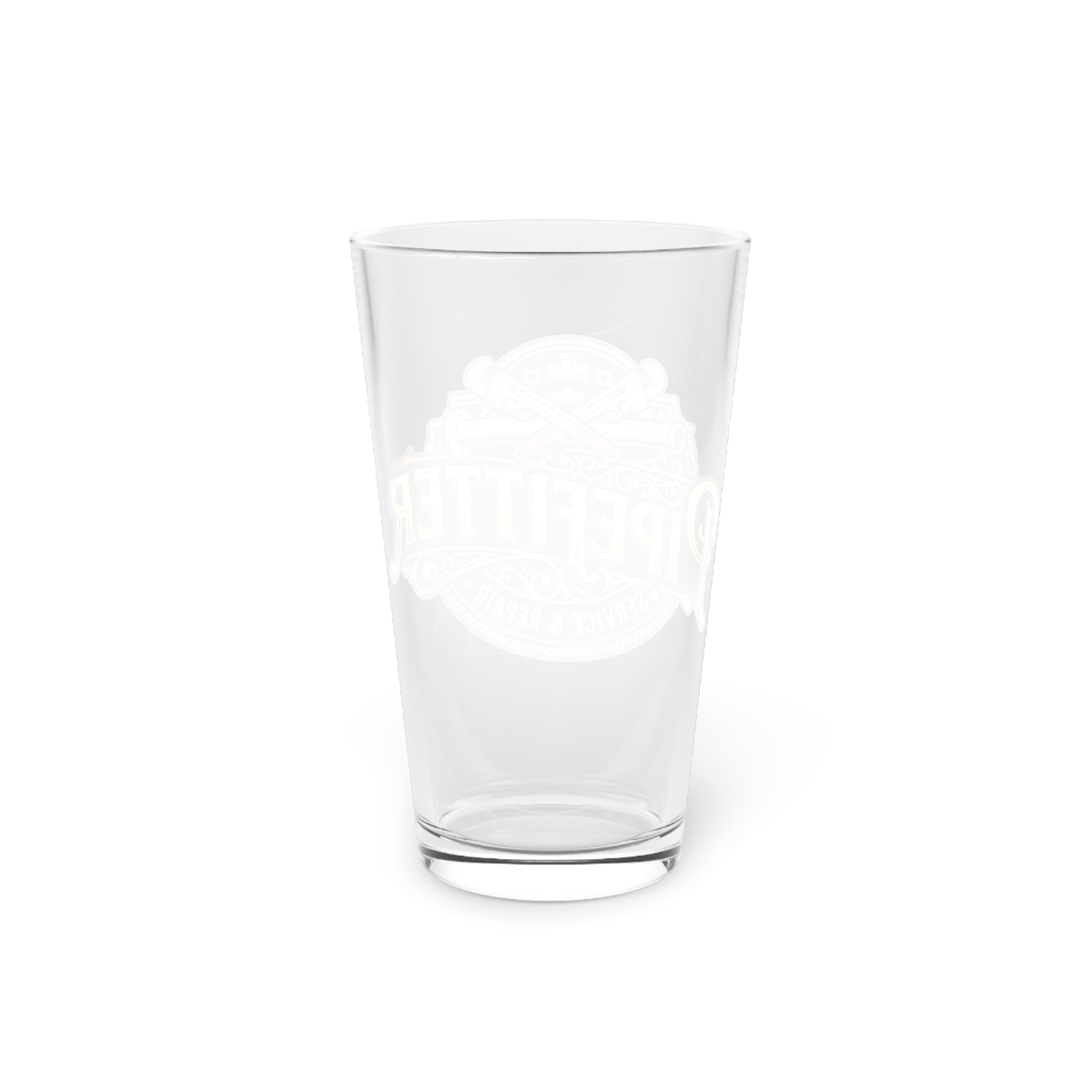 Pipefitter 16oz Pint Glass — Rustic Tradesman Beer Glass - DCA0164