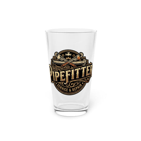Pipefitter 16oz Pint Glass — Rustic Tradesman Beer Glass - DCA0164