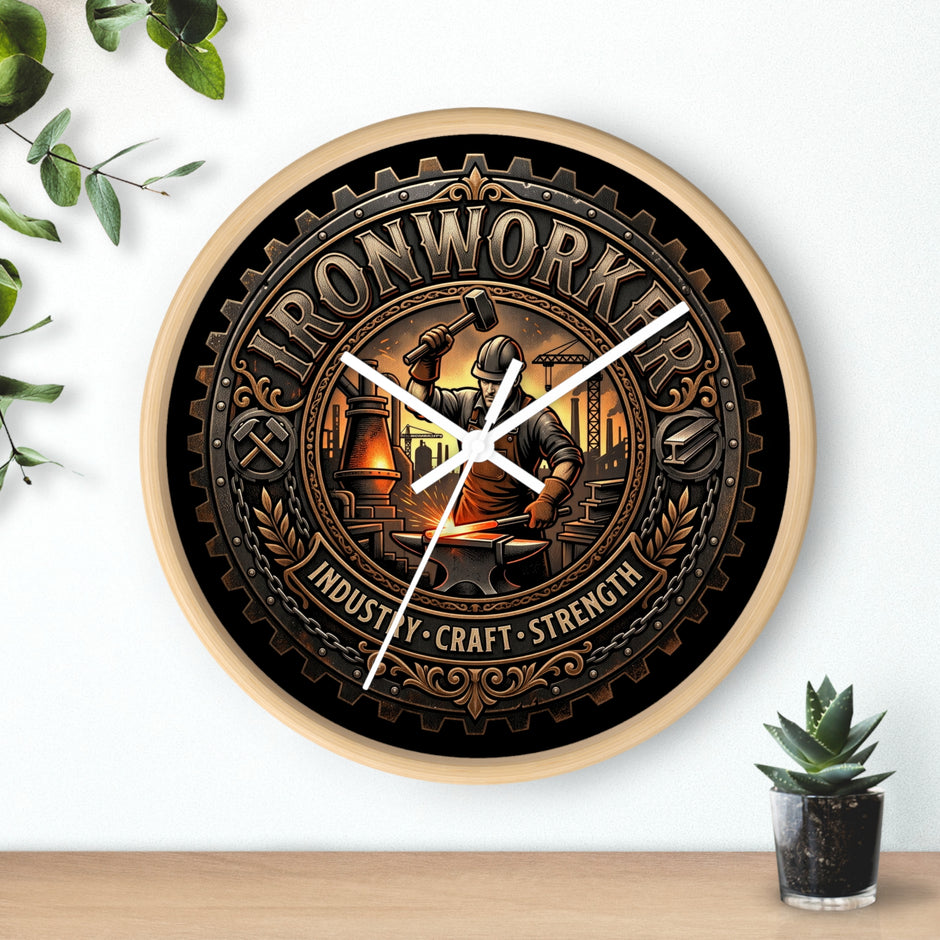 Ironworker Wall Clock — Vintage Industrial Forge Design (Industry • Craft • Strength) - DCA0388