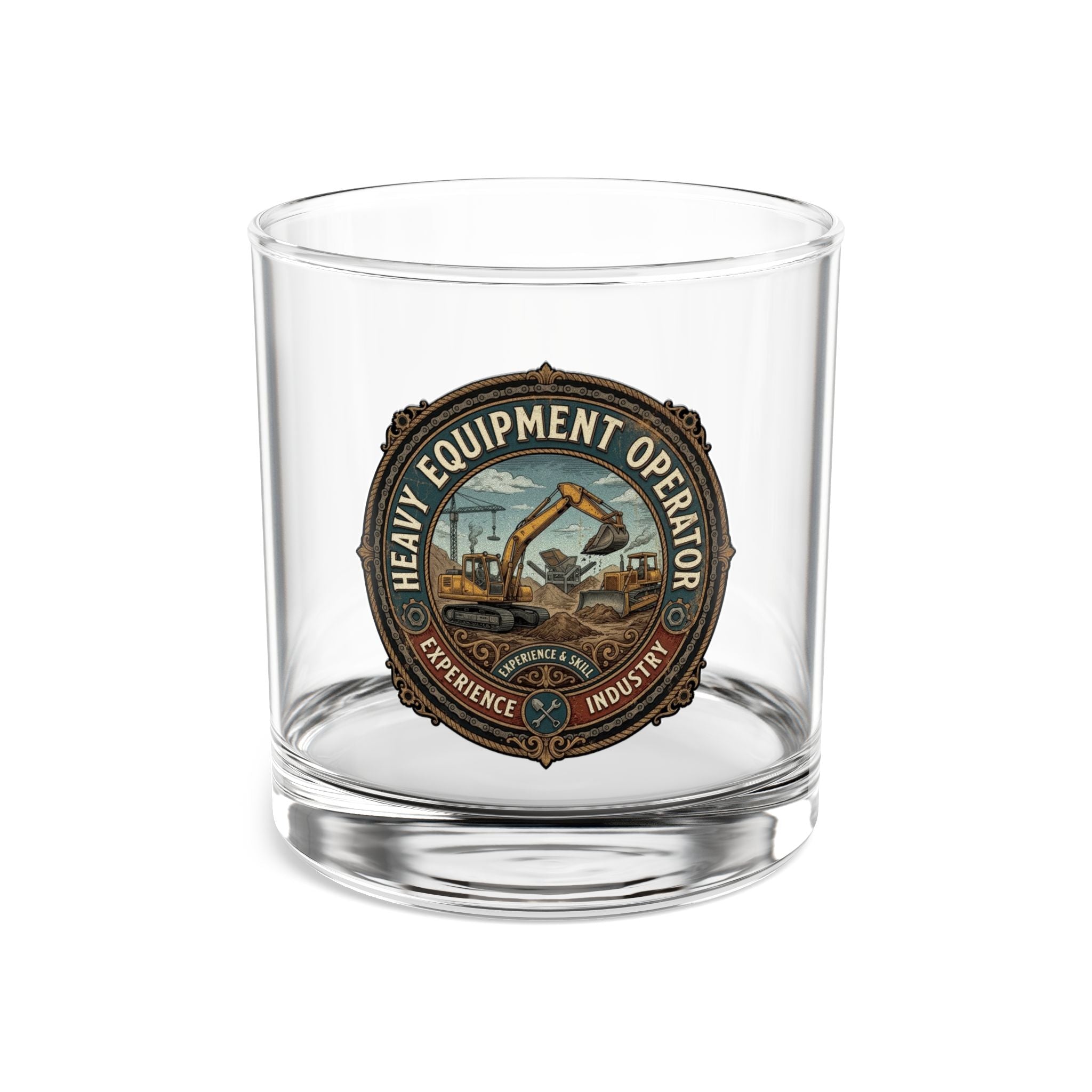 Heavy Equipment Operator Rocks Glass — 10oz Construction Whiskey Glass - DCA0263