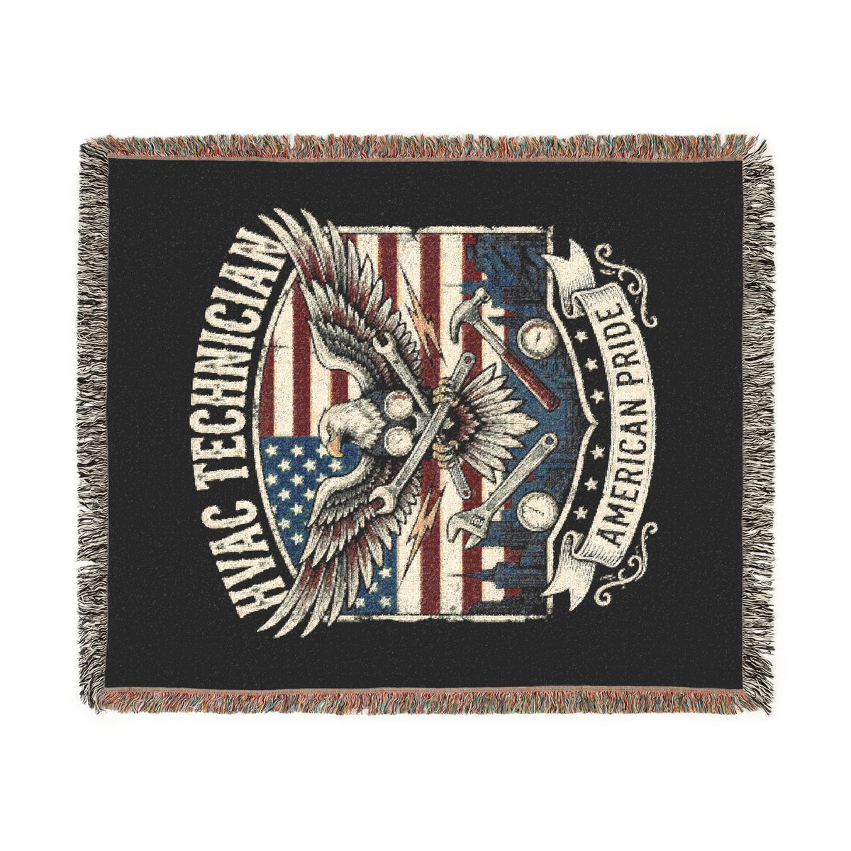 HVAC Technician Woven Blanket – American Tech Emblem Throw