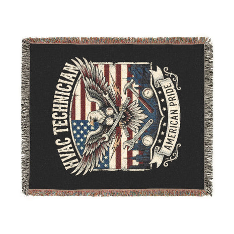 HVAC Technician Woven Blanket – American Tech Emblem Throw