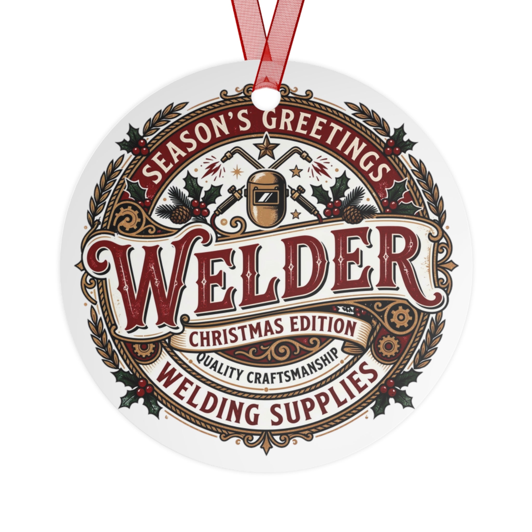 Welder Christmas Ornament – 'Season's Greetings' Welding Supplies Holiday Decoration - DCA0461