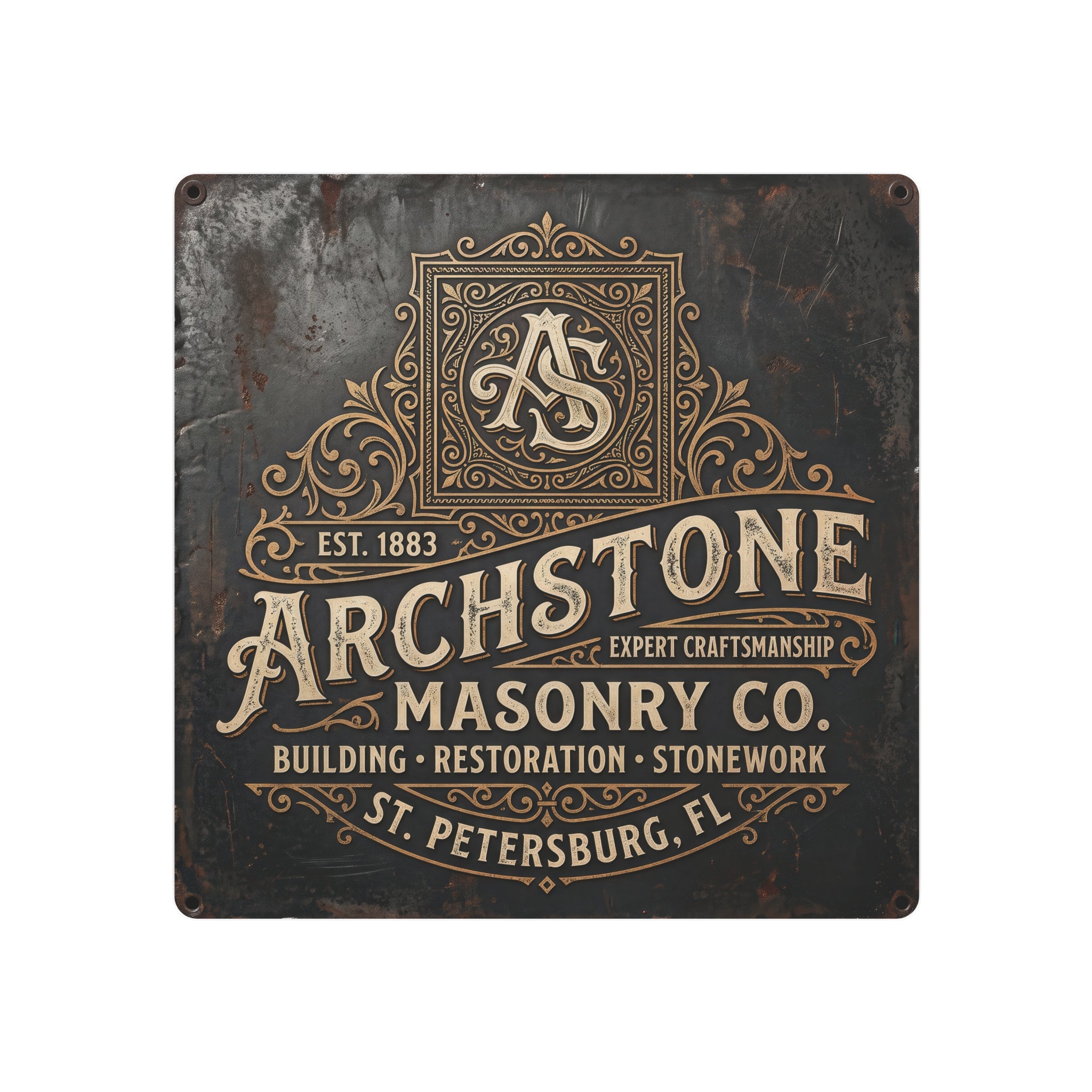 Mason - Archstone Masonry Co. Metal Sign – Vintage Industrial Masonry Plaque - DCA0436