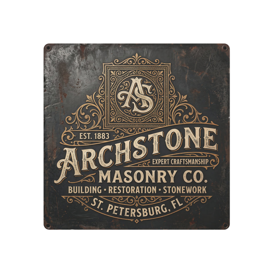 Mason - Archstone Masonry Co. Metal Sign – Vintage Industrial Masonry Plaque - DCA0436