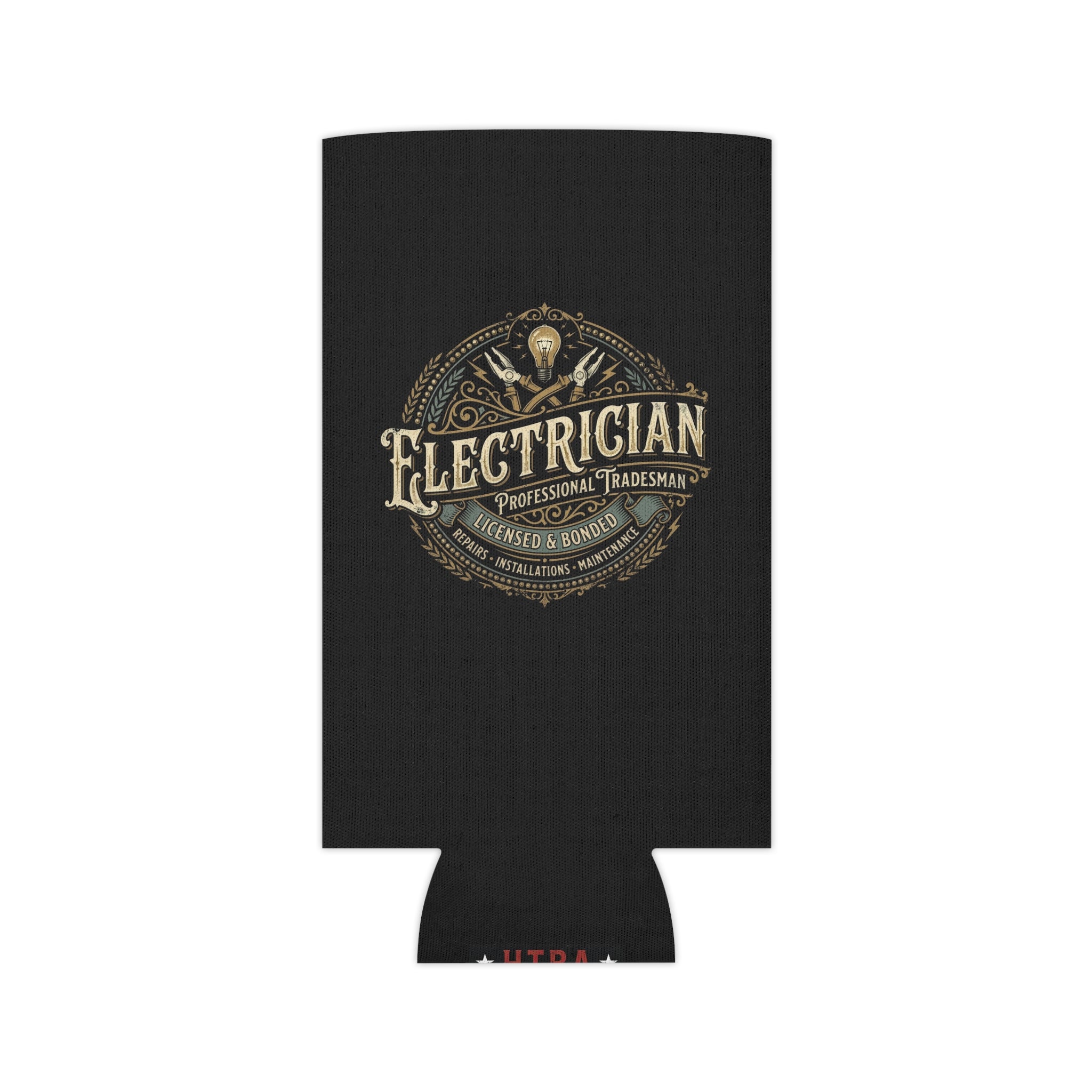 Electrician Can Cooler – Vintage Tradesman Logo Beverage Koozie - DCA0287