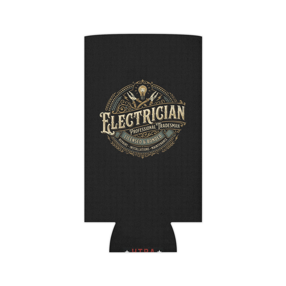 Electrician Can Cooler – Vintage Tradesman Logo Beverage Koozie - DCA0287