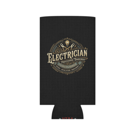 Electrician Can Cooler – Vintage Tradesman Logo Beverage Koozie - DCA0287