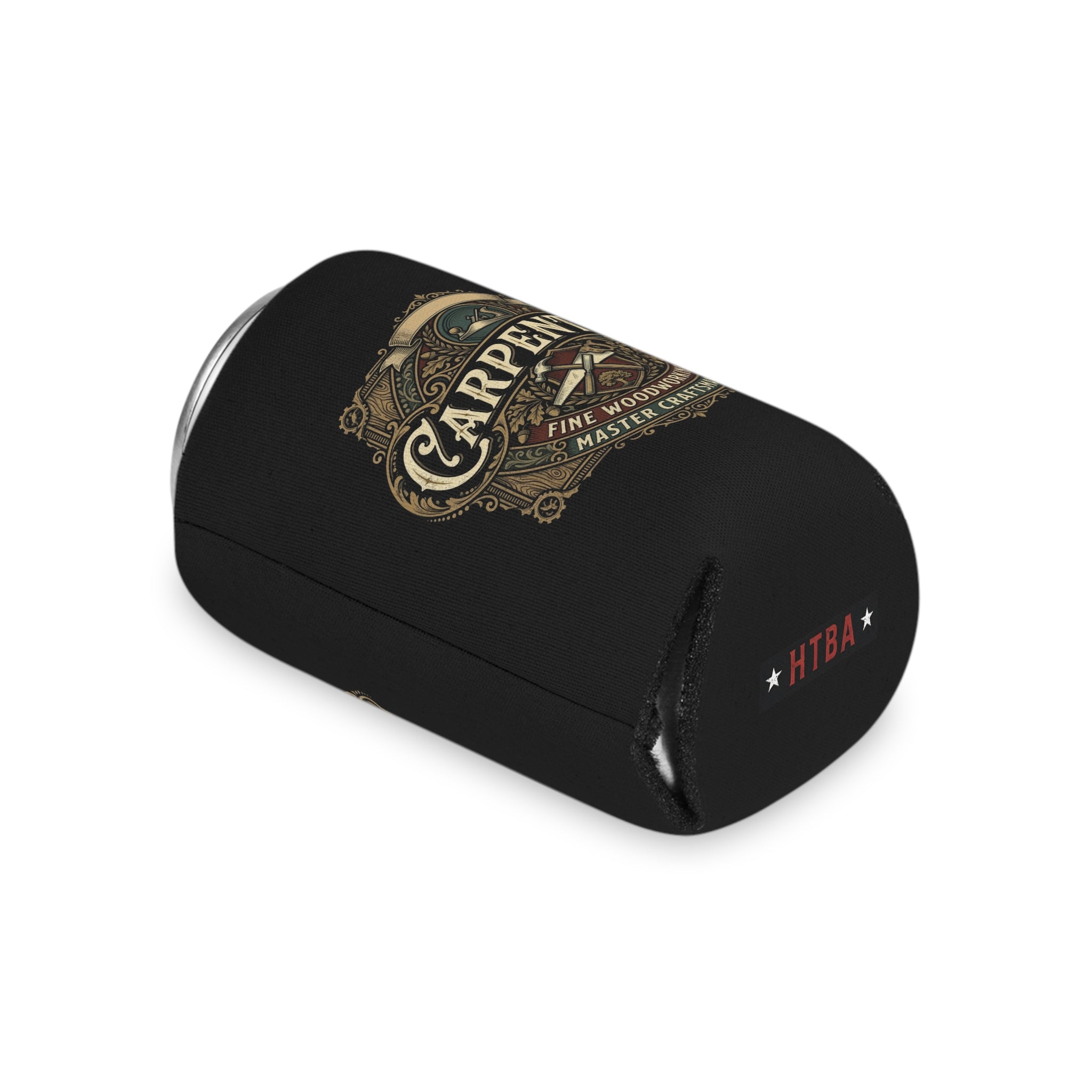 Carpenter Can Cooler — Retro Woodworking Logo Beverage Insulator - DCA0286