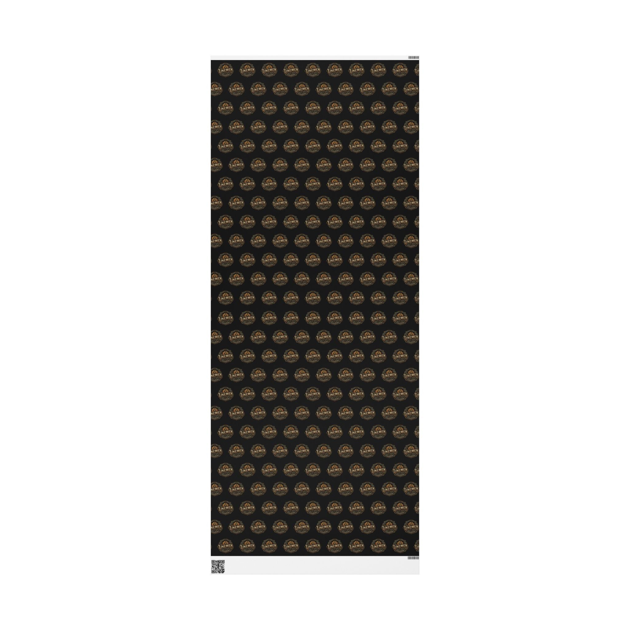 Linemen Wrapping Paper Roll — Vintage 'Legend' Emblem Pattern on Black (Gift Wrap)