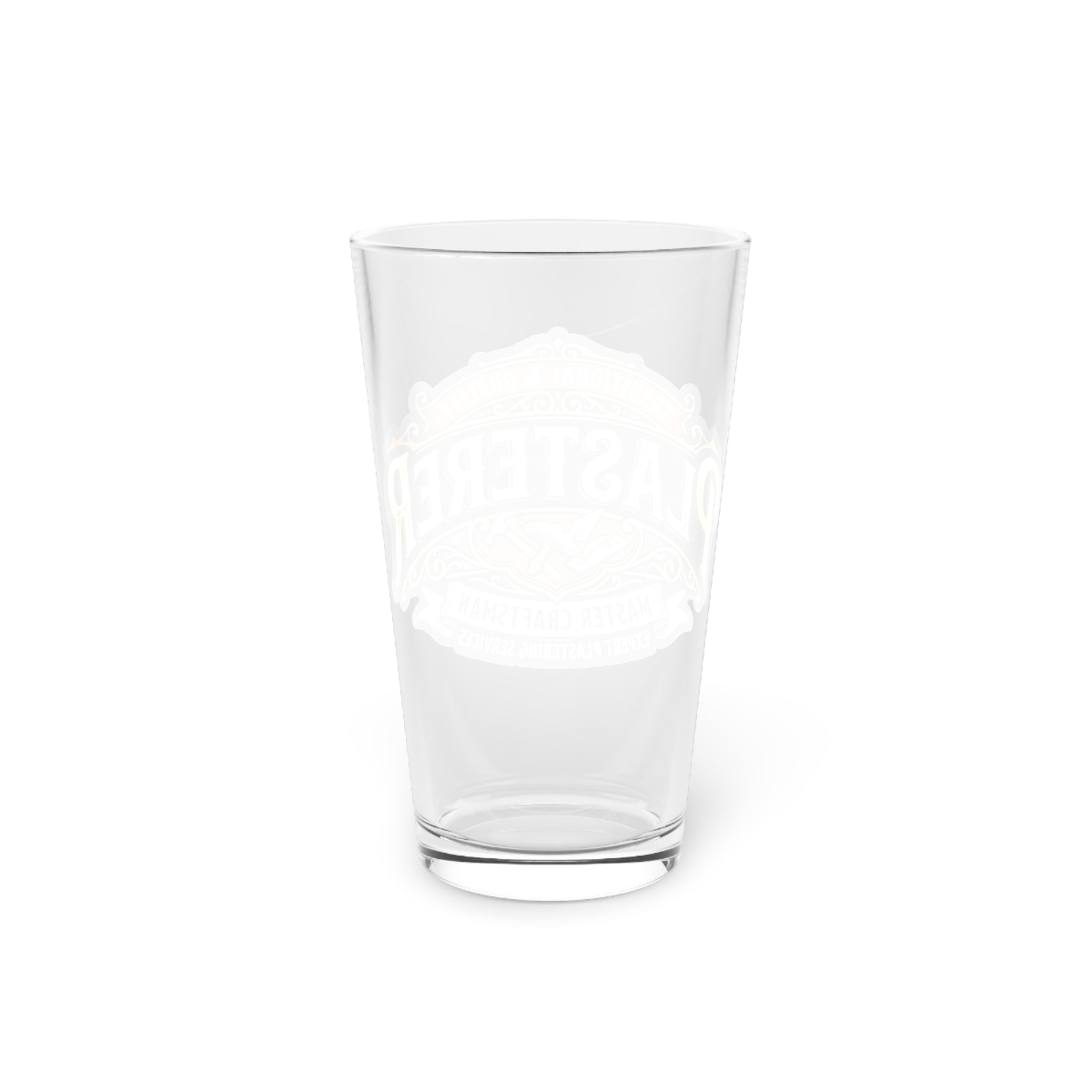 Plasterer Master Craftsman 16oz Pint Glass – Vintage Tradesman Beer Glass - DCA0155