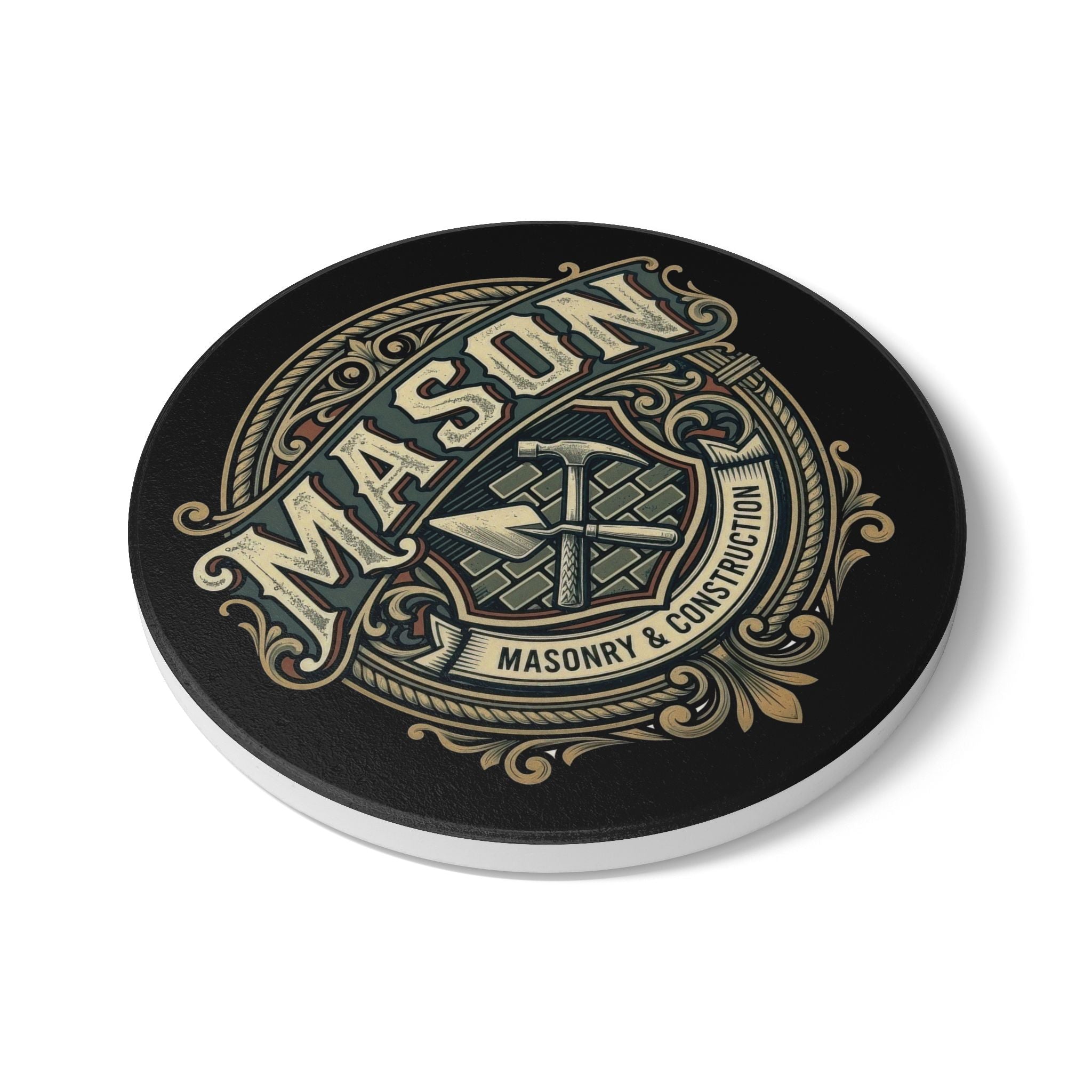 Mason & Construction Ceramic Coaster — Vintage Tradesman Gift - DCA0233