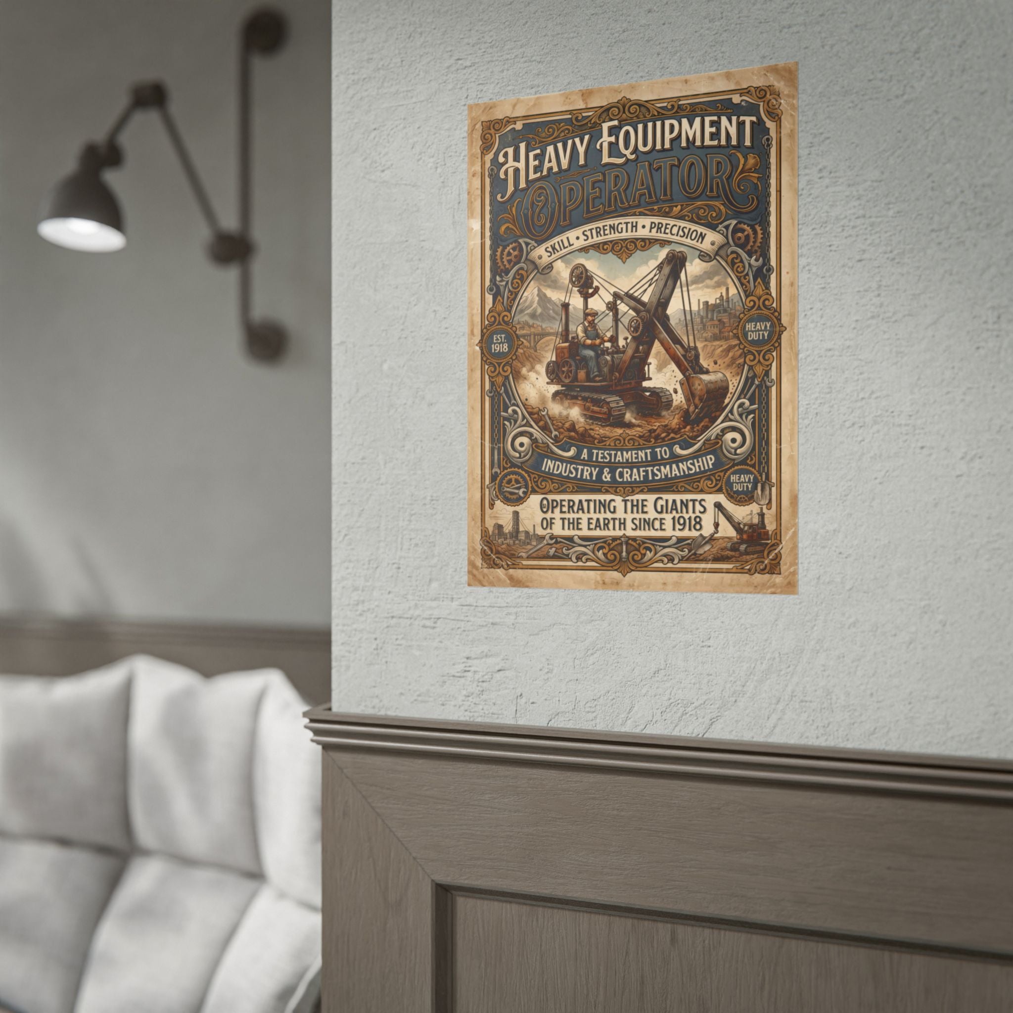 Heavy Equipment Operator Poster — Vintage Construction Rolled Wall Art - DCA0370