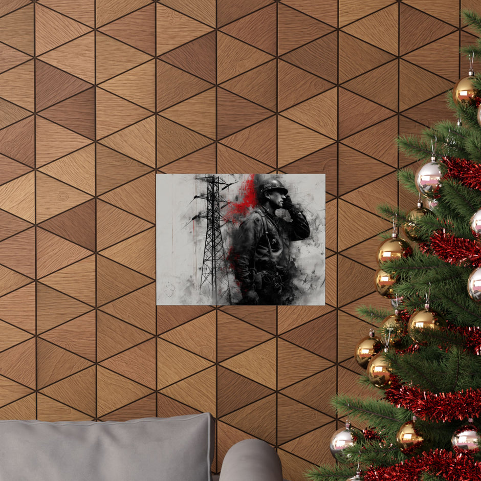 Electric Lineman Matte Poster — Industrial Worker Art Print (Horizontal)