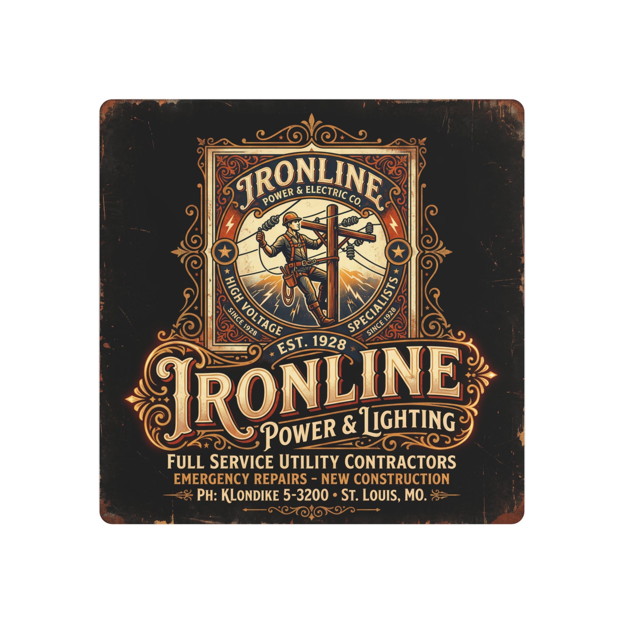 Linemen - Ironline Power & Lighting Vintage Metal Sign - DCA0434