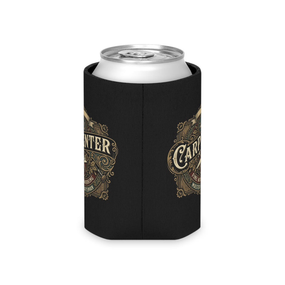 Carpenter Can Cooler — Retro Woodworking Logo Beverage Insulator - DCA0286
