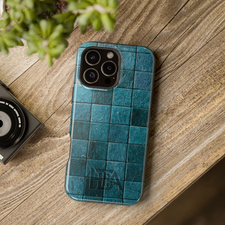 HTBA Tiled Phone Case - Magnetic - Impact-Resistant - Blue Checkered - DCA0227