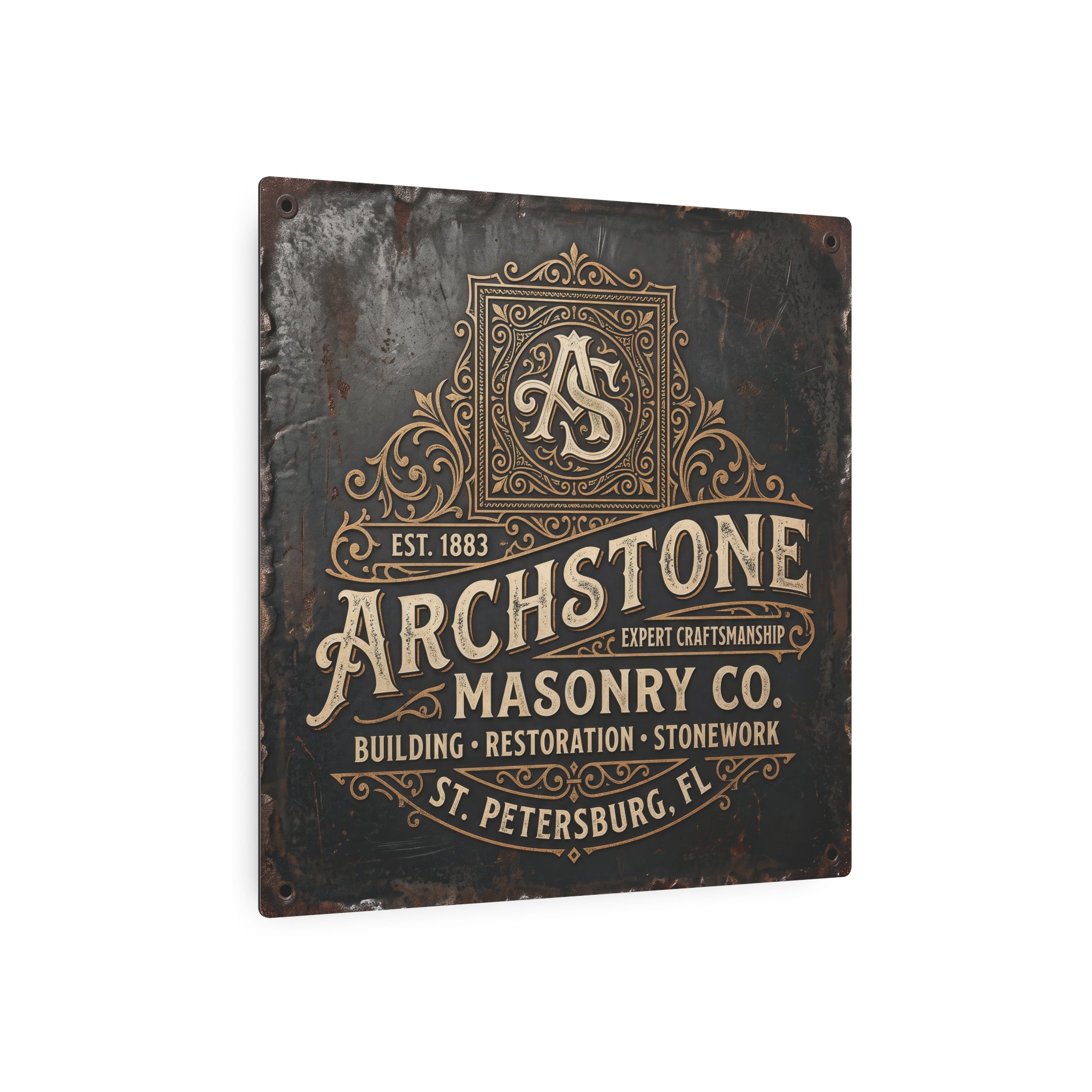 Mason - Archstone Masonry Co. Metal Sign – Vintage Industrial Masonry Plaque - DCA0436