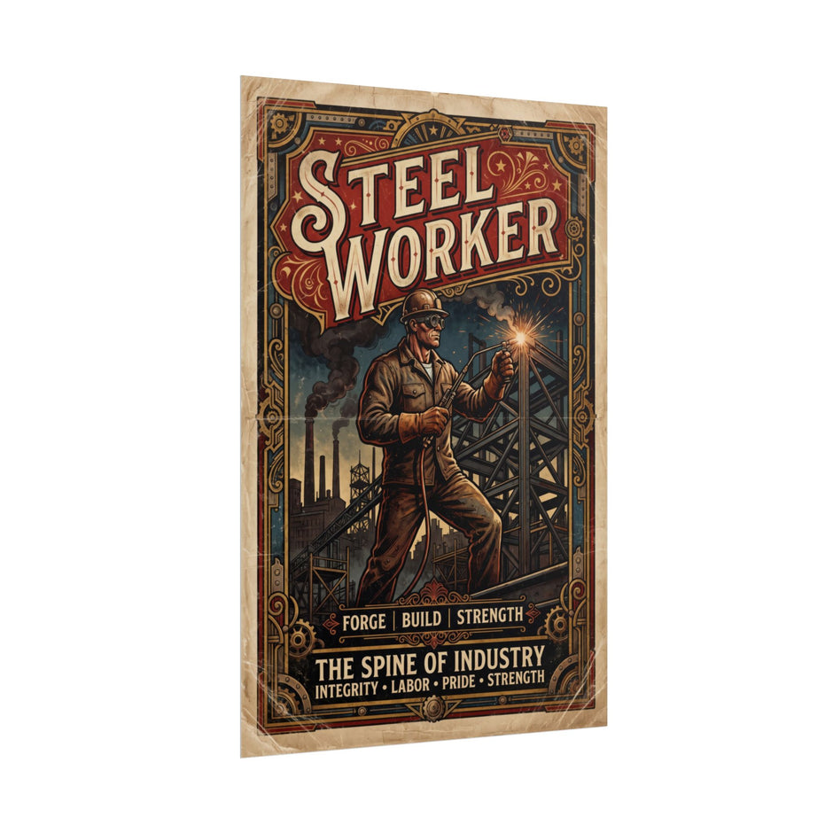 Steelworker Rolled Poster — Vintage Industrial Labor Art Print - DCA0381