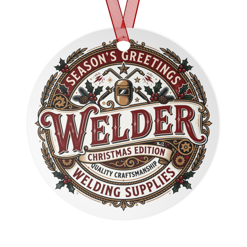 Welder Christmas Ornament – 'Season's Greetings' Welding Supplies Holiday Decoration - DCA0461