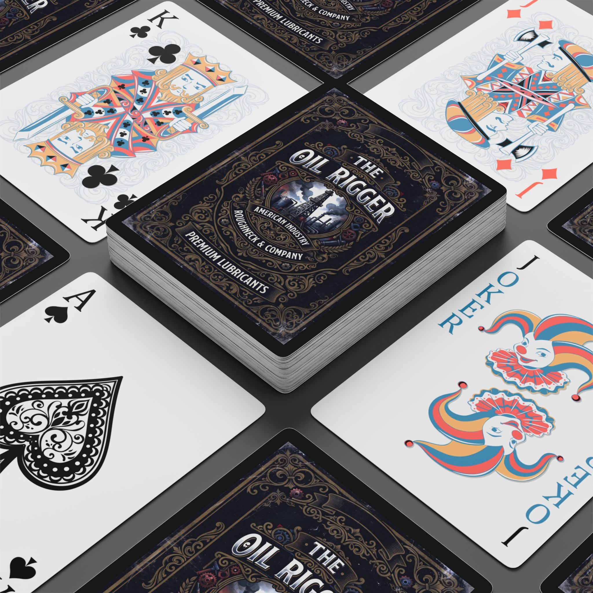 Oil Rigger Vintage Poker Deck — Retro Industrial Playing Cards - DCA0351