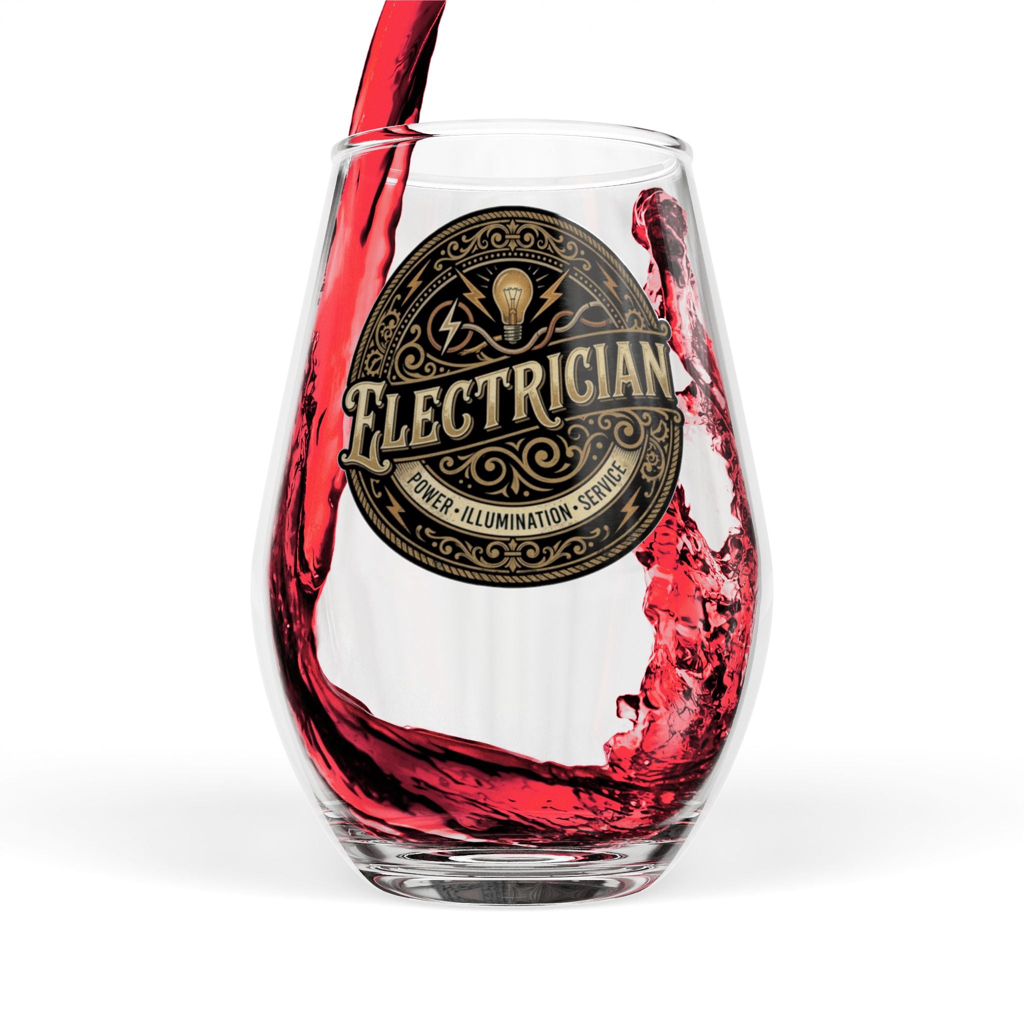 Electrician Vintage Emblem Stemless Wine Glass – 11.75 oz - DCA0336