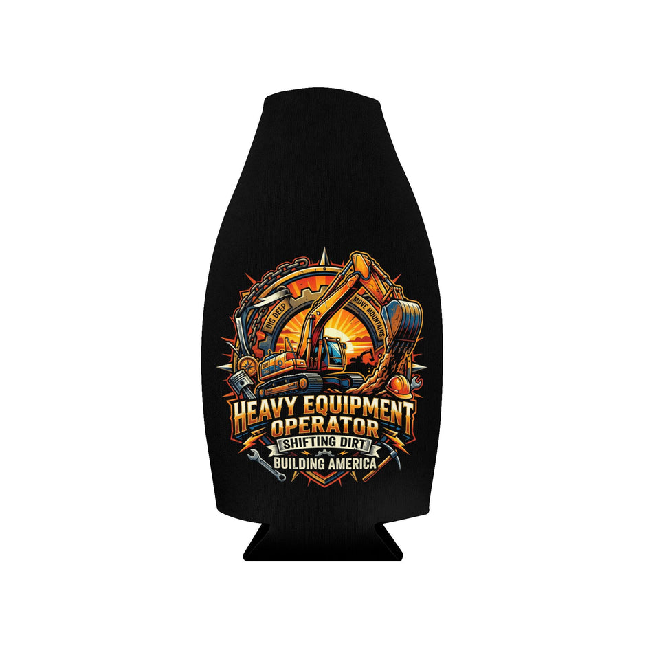 Heavy Equipment Operator Zip-Up Bottle Cooler Sleeve – Construction Excavator Can Cooler - DCA0481