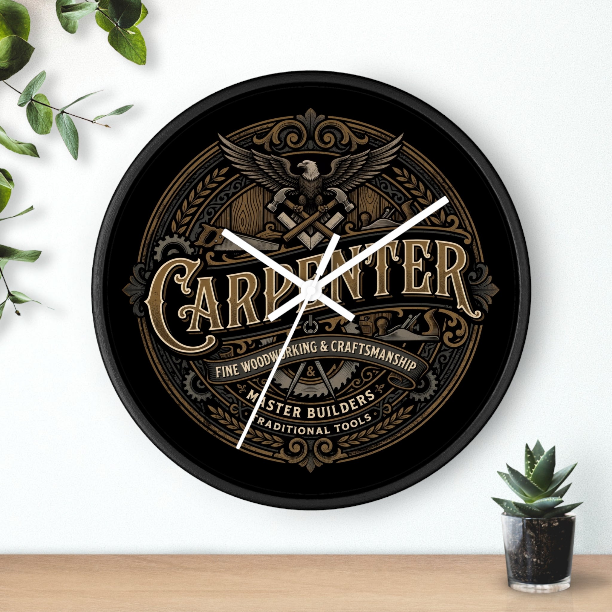 Carpenter Vintage Emblem Wall Clock – Fine Woodworking & Craftsmanship - DCA384