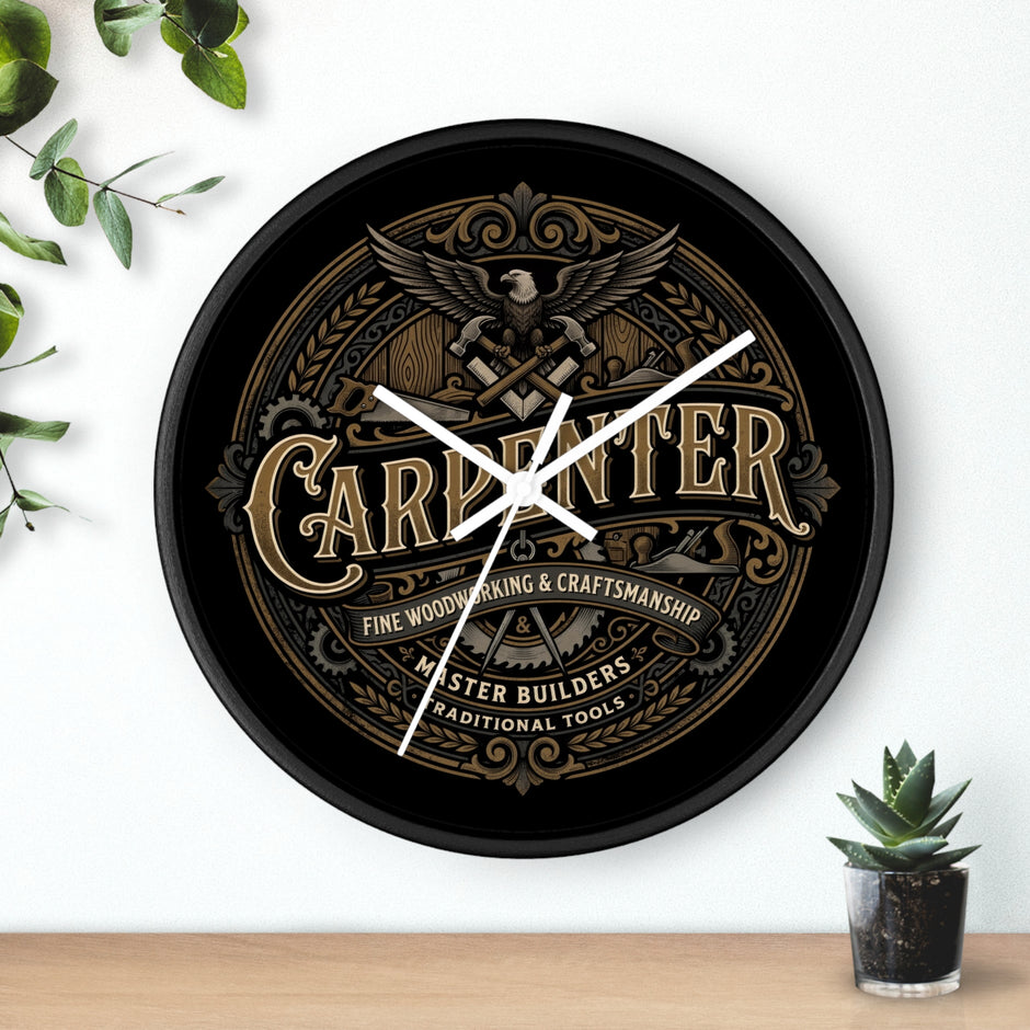 Carpenter Vintage Emblem Wall Clock – Fine Woodworking & Craftsmanship - DCA384