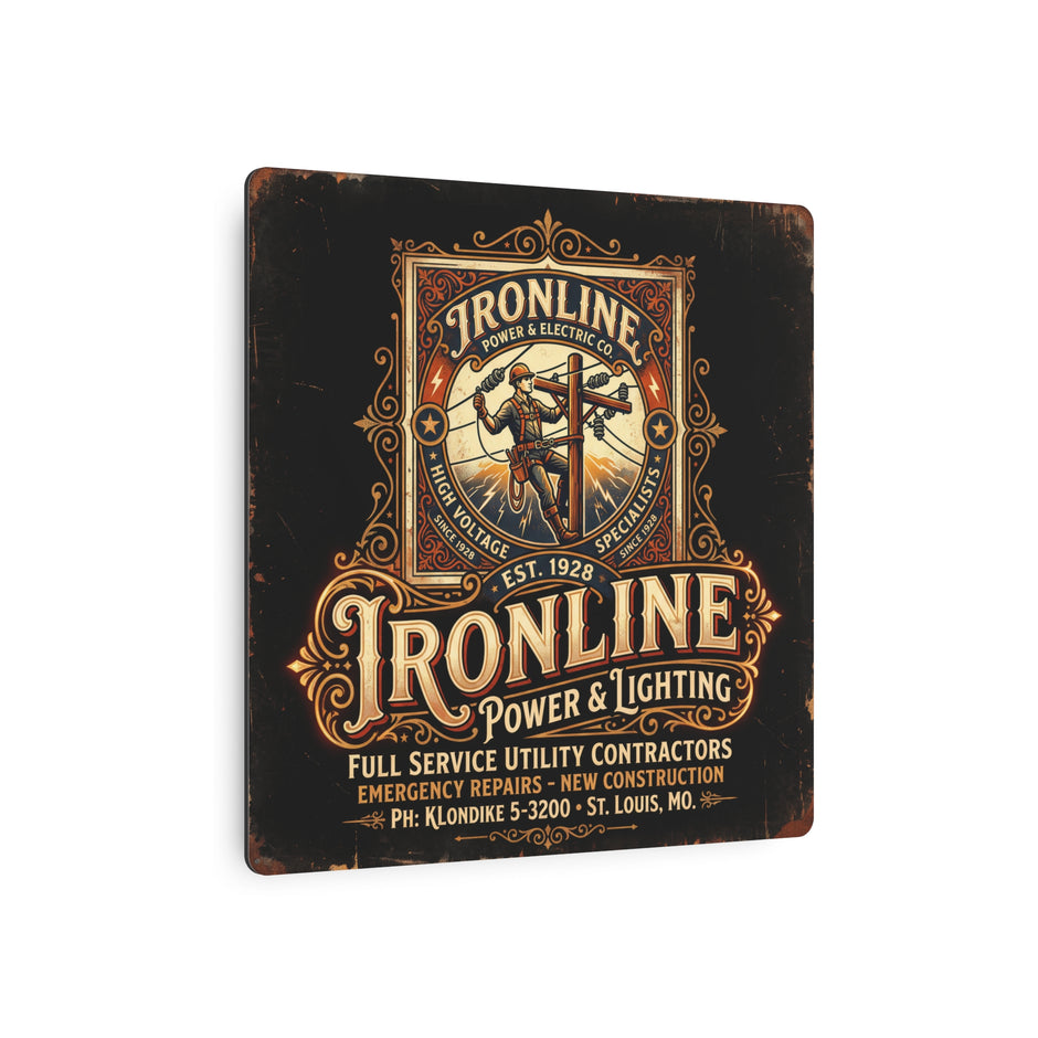 Linemen - Ironline Power & Lighting Vintage Metal Sign - DCA0434