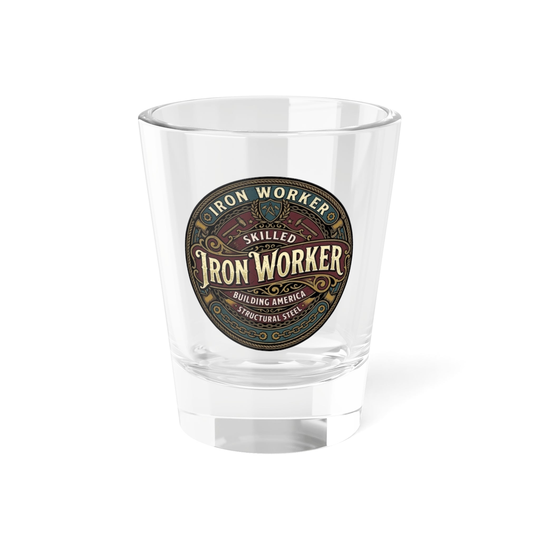 Iron Worker Shot Glass — Skilled Iron Worker Vintage Emblem 1.5oz - DCA0259