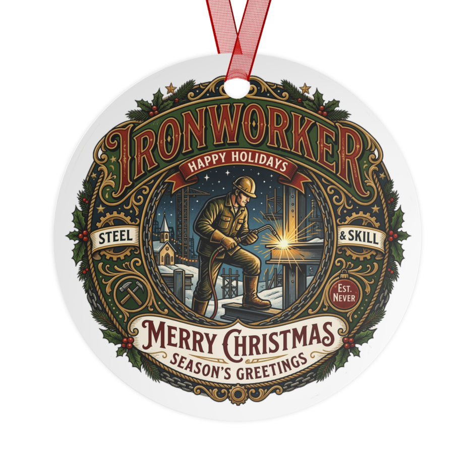 Ironworker Christmas Metal Ornament — 