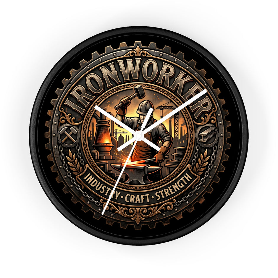 Ironworker Wall Clock — Vintage Industrial Forge Design (Industry • Craft • Strength) - DCA0388