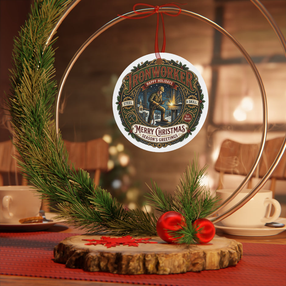 Ironworker Christmas Metal Ornament — 