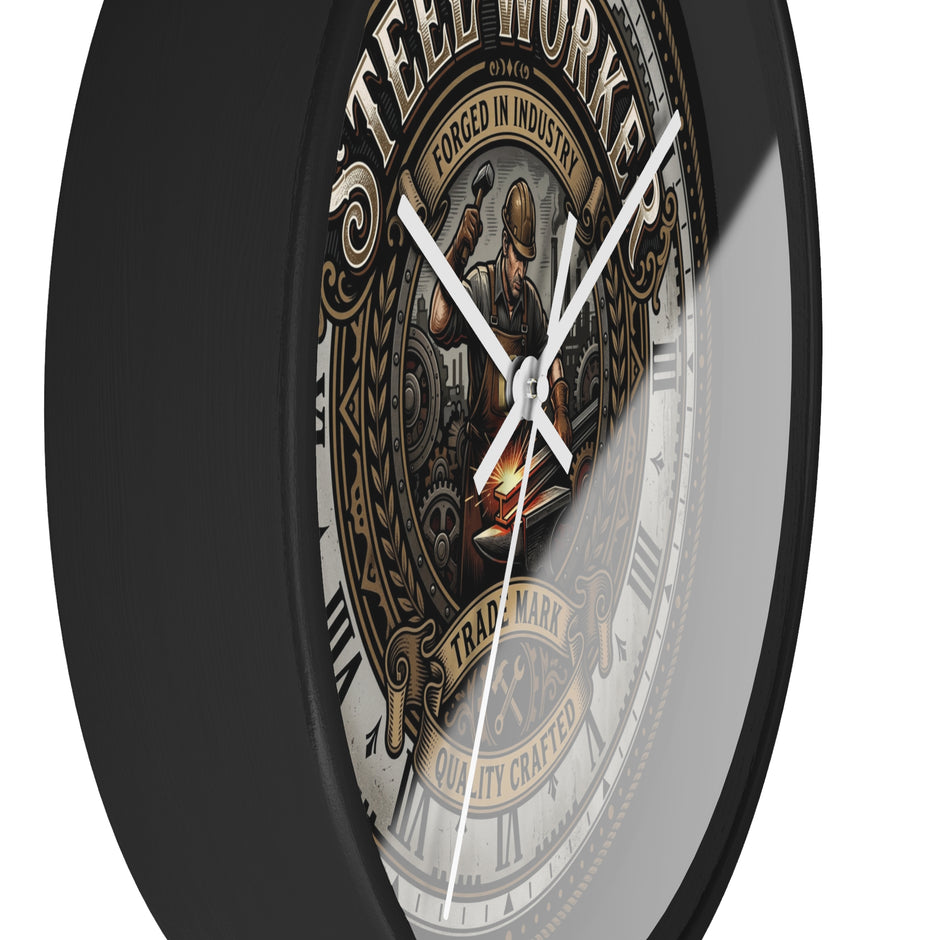 Steel Worker Wall Clock — Vintage Industrial Forge Clock - DCA0400
