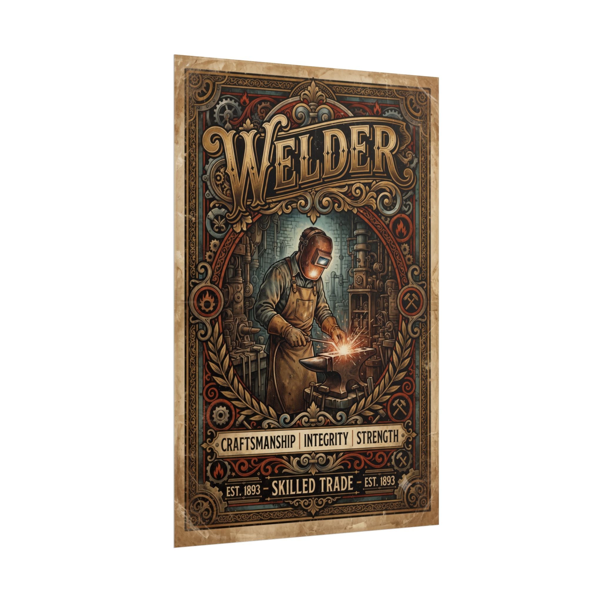 Welder Poster — Vintage Skilled Trade Wall Art: 